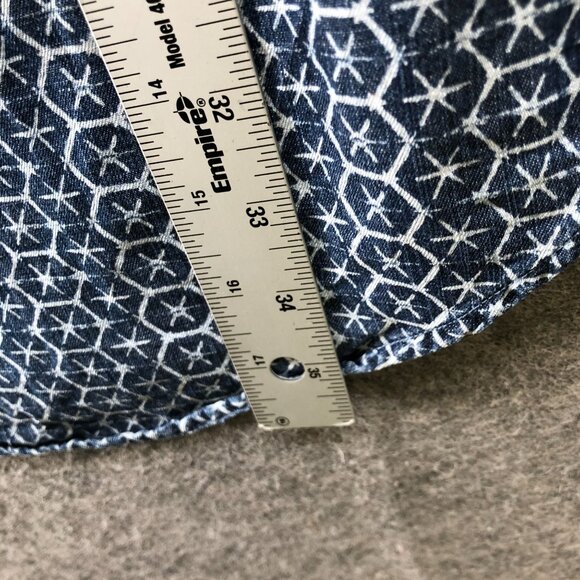 Cloth & Stone Chambray Shift Dress XS V-Neck Printed Blue Lyocell Short Sleeve - Picture 9 of 10